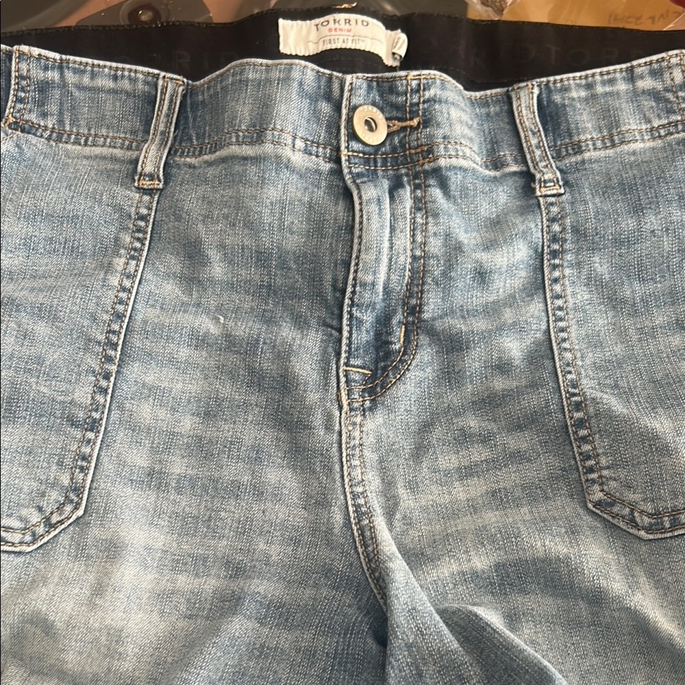 Torrid Blue Jean Shorts with Distressed Details
